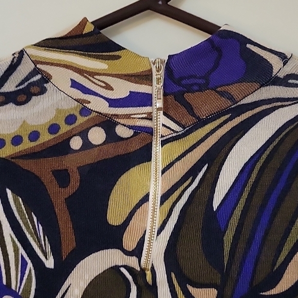 Chico's Retro Psychedelic Long Sleeve High Neck MOD Blouse - Picture 6 of 9